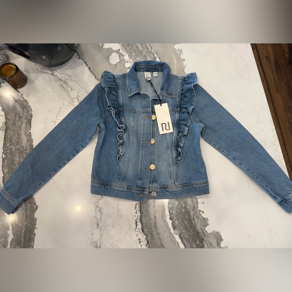 River Island Women’s Craft Couture Medium Ruffle Denim Jean Jacket